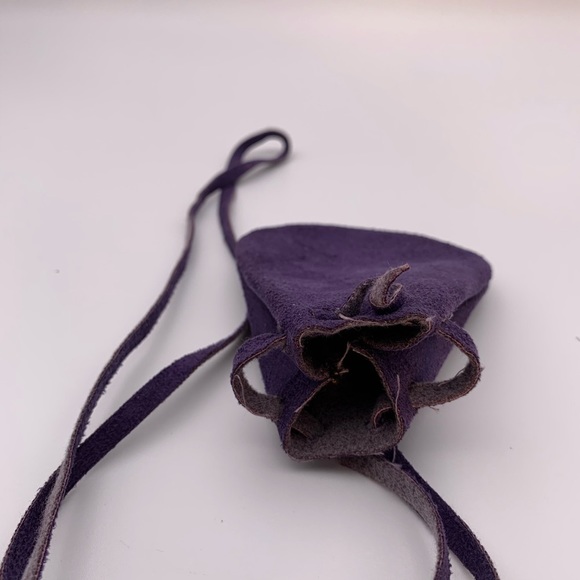 Medicine Pouch Necklace for Cherished Stones and Crystals - Purple - Picture 4 of 5